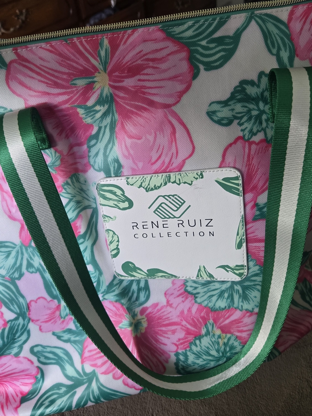 Rene Ruiz Pink & Green Floral Tote